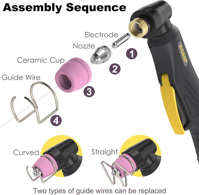 WelderElite Store 70-Piece AG60P Plasma Cutter Consumables Kit .045" – Tips Nozzles Electrodes Shield Cups Wire Guides for AG-60, AG-60P, SG-55, WSD-60 (With Storage Box) - Image 5